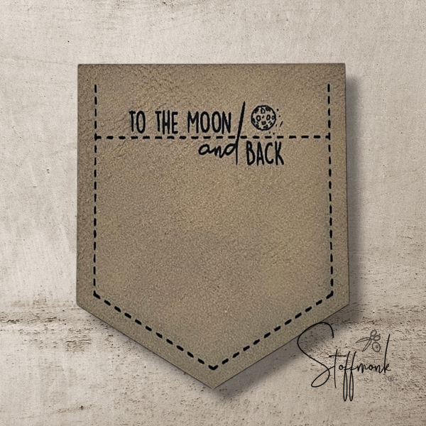 BIG Taschen-Label - "TO THE MOON AND BACK (mit Planet)" -  Höhe ca. 8 cm - Kunstleder ++ Farbauswahl ++